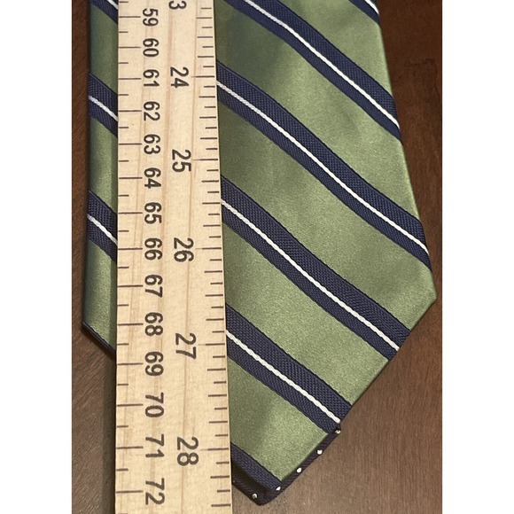 Tommy Hilfiger Green Hilfiger Green Blue 100% Silk Men’s Neck Tie Made In Usa - Picture 5 of 9